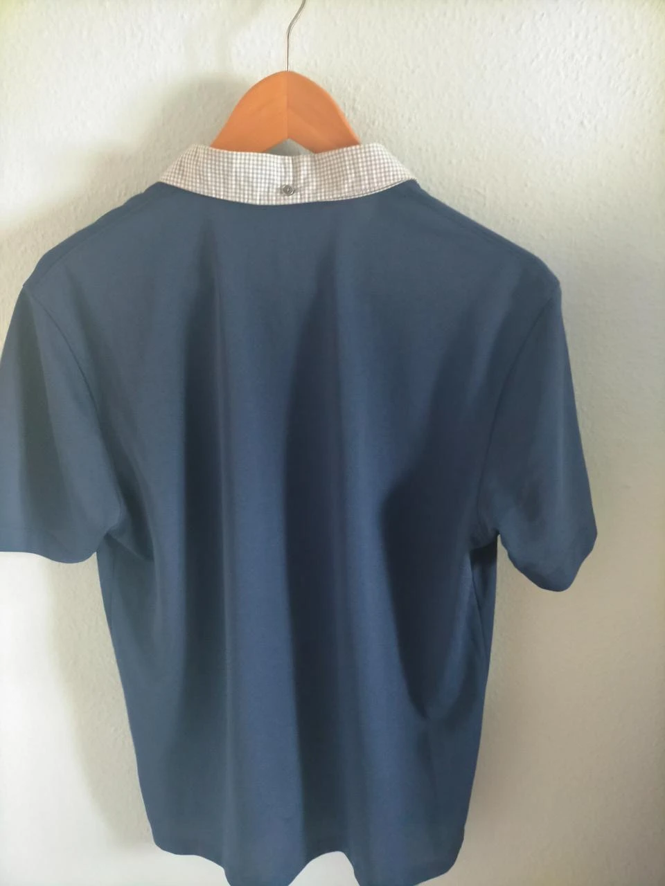 Puma Sports LifeStyle Men's Polo Shirt Navy Blue Gingham Collar Luxury Size L – photo 5
